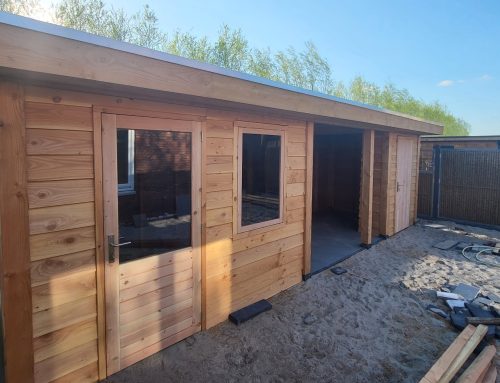 Douglas veranda met schuur en tuinkast
